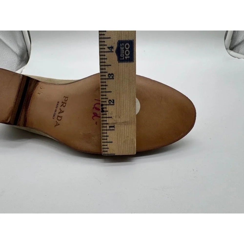 Prada Men Suede Loafers Taupe Grey Chain Detail Made in Italy 0950 5991 Size 6.5